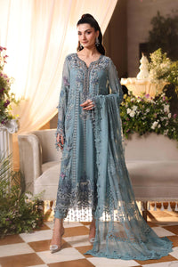Ice Blue Heavy Embroidered Chiffon Luxury Suit with Adda Work |Ready to Wear