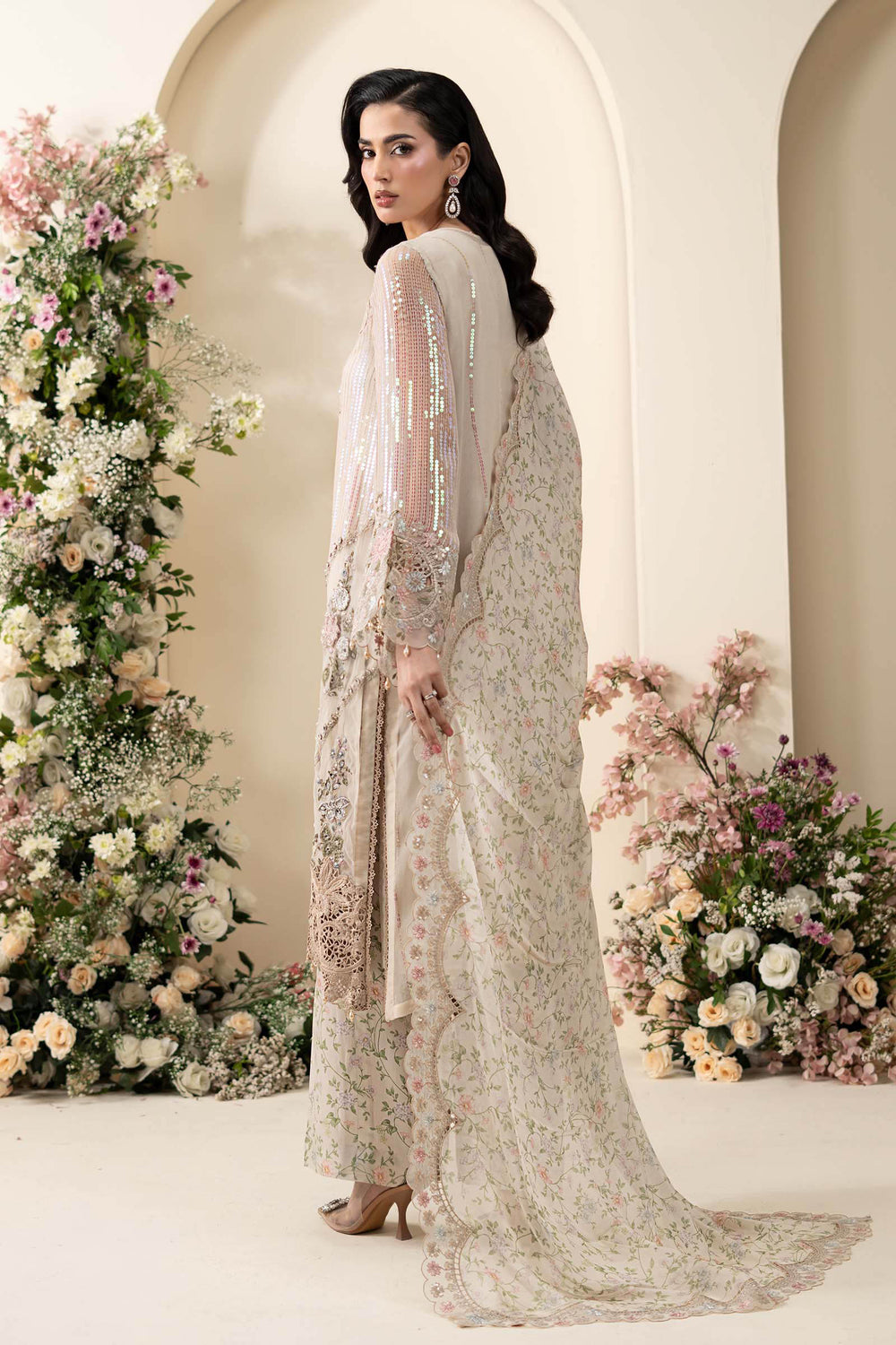 03-Piece Embroidered Chiffon Suit With Printed Silk Dupatta | Ready To Wear
