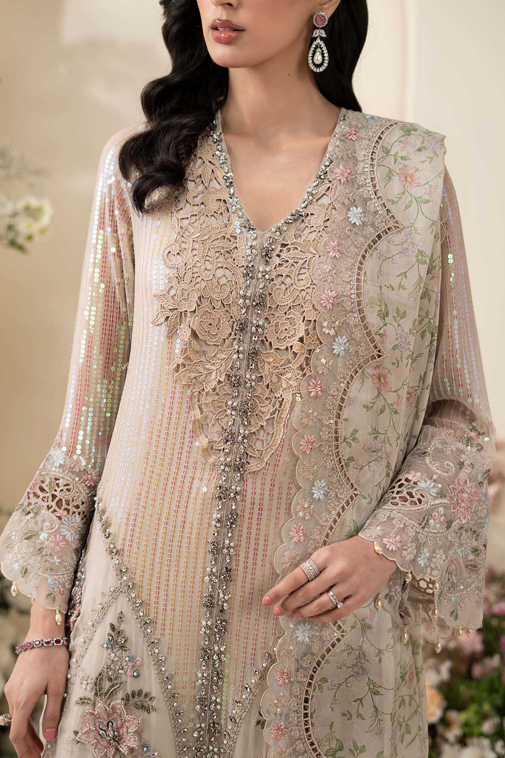 03-Piece Embroidered Chiffon Suit With Printed Silk Dupatta | Ready To Wear