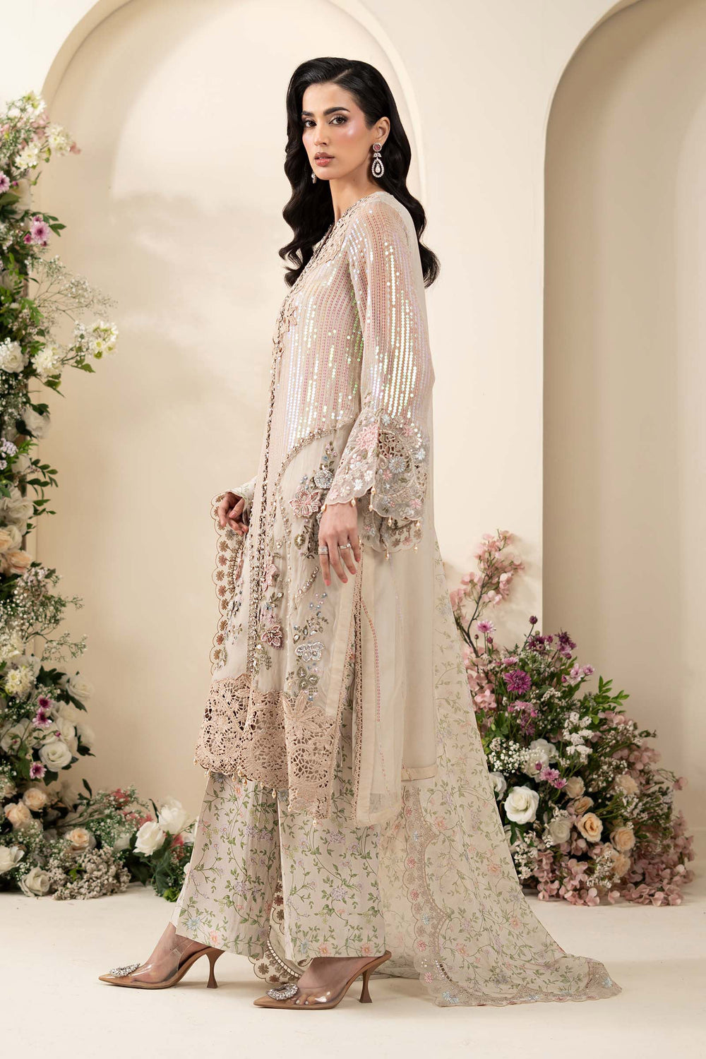 03-Piece Embroidered Chiffon Suit With Printed Silk Dupatta | Ready To Wear