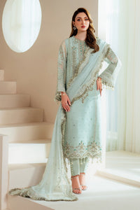 Ice Blue Heavy Embroidered Chiffon Suit with Adda Work |Ready to Wear