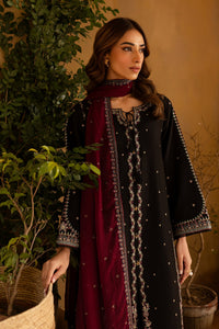Black Cotton Silk Embroidered Suit with Chiffon Dupatta | Ready to Wear