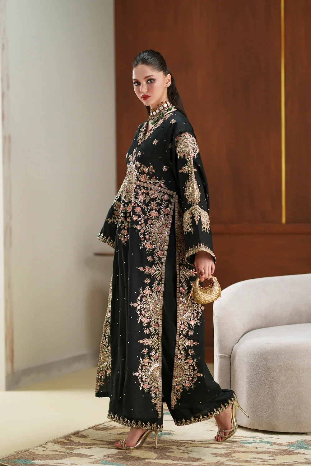 Charmoush Silk 3-Piece Suit with  Sequin Work & Embroidered Dupatta | RTW