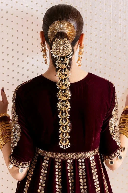 Royal Embroidered Kalidar Velvet and Raw Silk Bridal Lehenga Suit | RTW