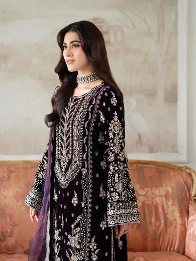 3 Piece Stitched Luxury Velvet Suit - Ready To Wear