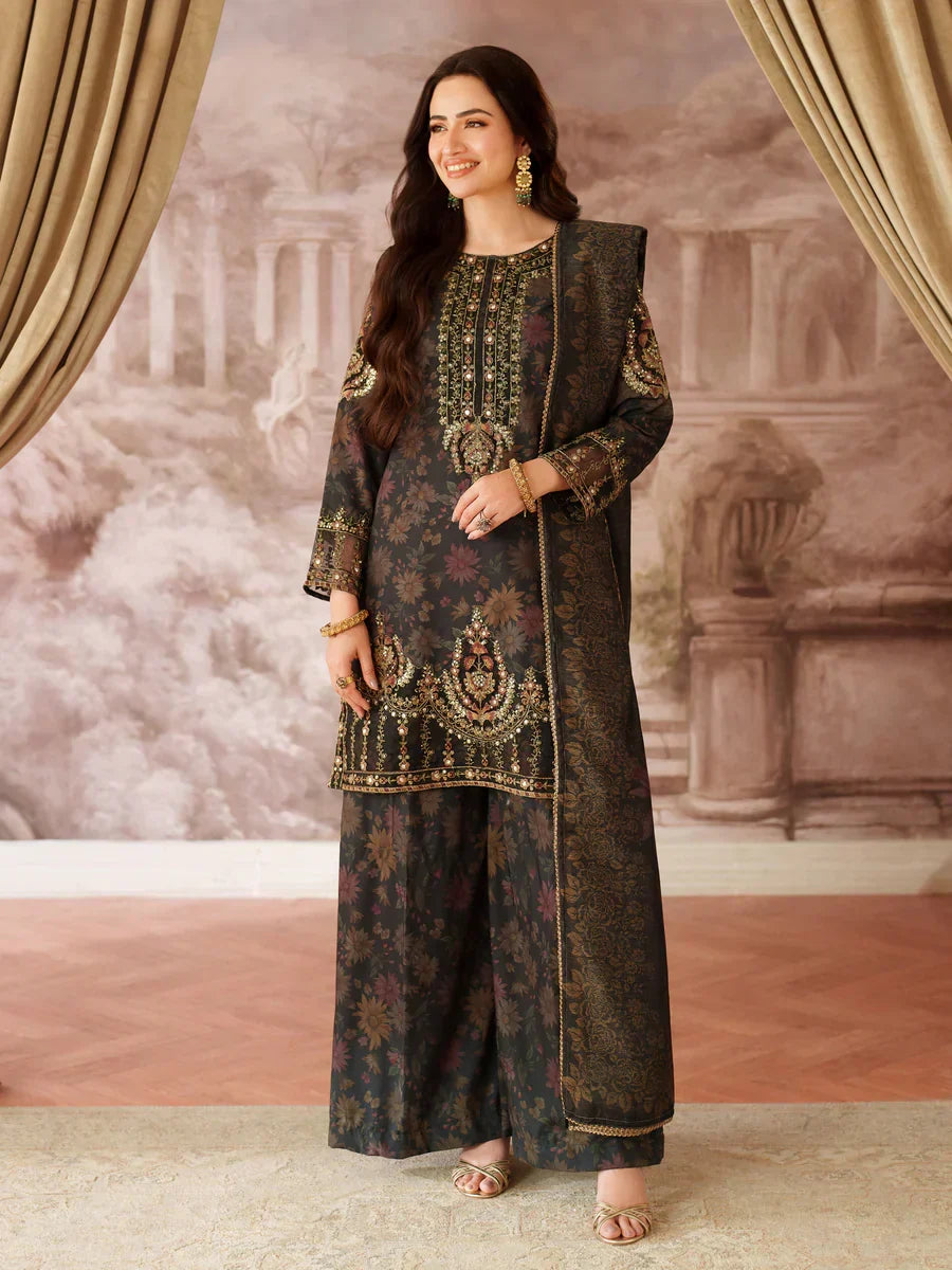 03-Piece Printed Lawn Suit With Heavy Embroidery - Ready To Wear
