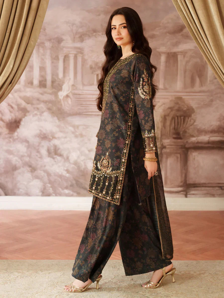 03-Piece Printed Lawn Suit With Heavy Embroidery - Ready To Wear