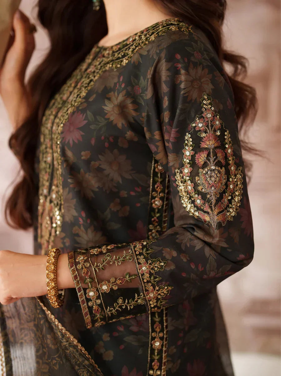 03-Piece Printed Lawn Suit With Heavy Embroidery - Ready To Wear