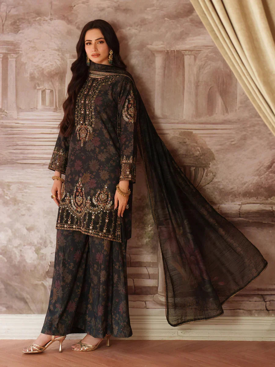 03-Piece Printed Lawn Suit With Heavy Embroidery - Ready To Wear