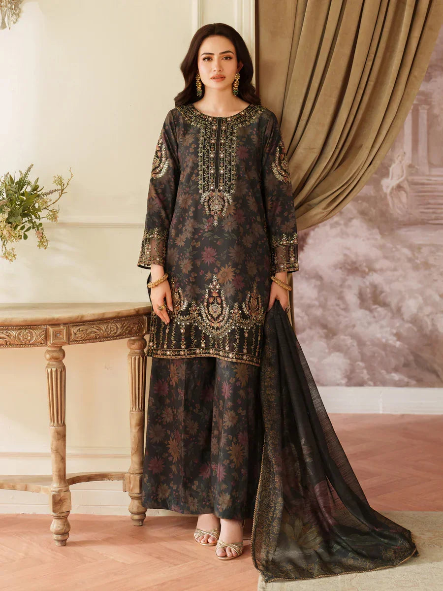 03-Piece Printed Lawn Suit With Heavy Embroidery - Ready To Wear