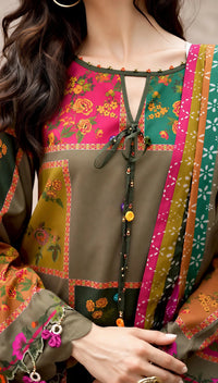 Digital Printed Shamoz Silk Suit with Silk Dupatta | Ready to Wear