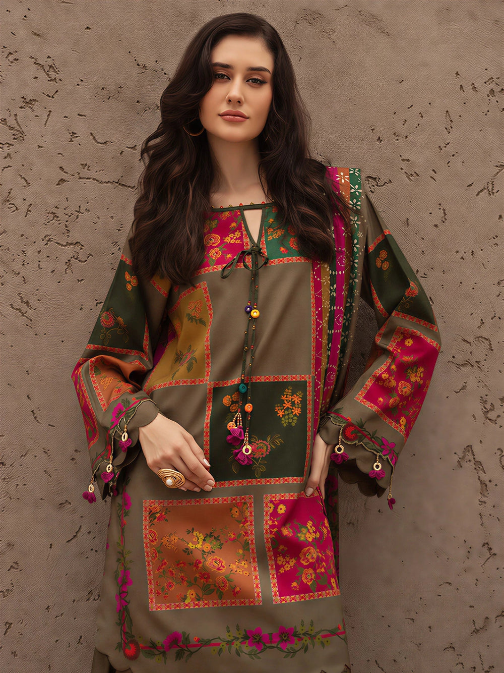 Digital Printed Shamoz Silk Suit with Silk Dupatta | Ready to Wear