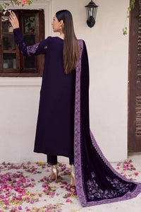 Royal Purple Velvet Spangle Embroidered Festive Suit  | RTW