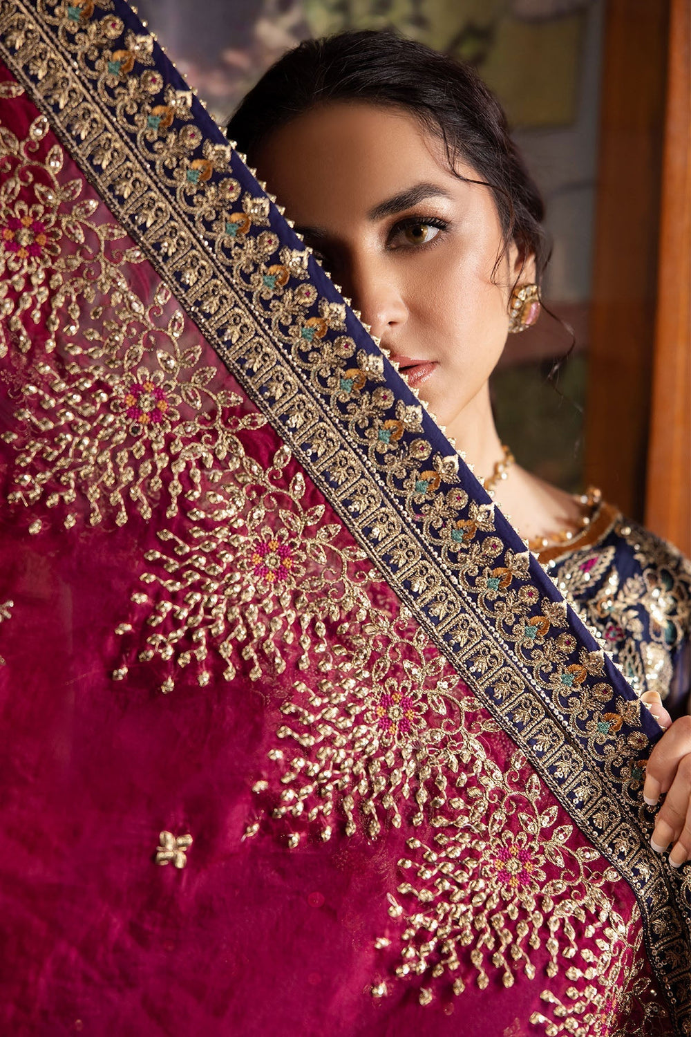 Royal Blue Heavy Embroidered Chiffon Suit with Adda Work |Ready to Wear