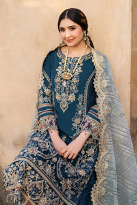 Teal Embroidered Semi Pure Chiffon Suit | Ready to Wear