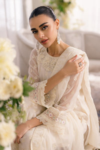 Elegant Off-White Semi Pure Chiffon Embroidered Suit | RTW