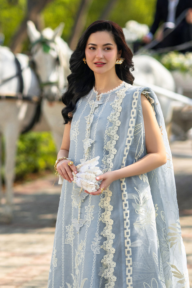Icy Blue Embroidered Egyptian Lawn Suit with Monal Lawn Dupatta |RTW