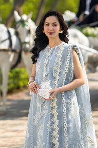 Icy Blue Embroidered Egyptian Lawn Suit with Monal Lawn Dupatta |RTW