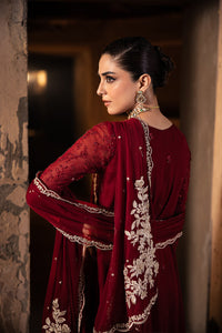 Maroon Sequence Chiffon Formal Suit | Ready To Wear