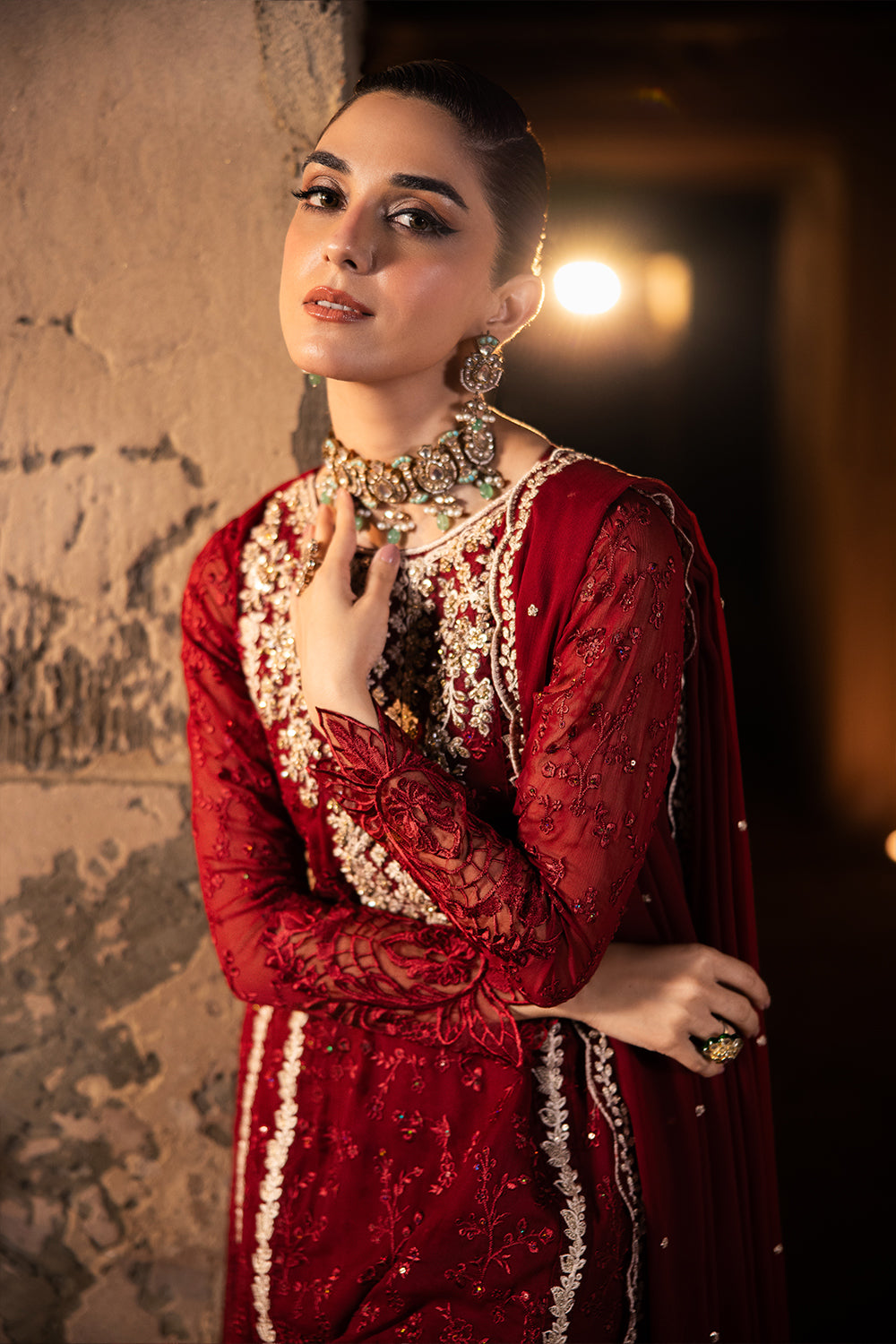 Maroon Sequence Chiffon Formal Suit | Ready To Wear