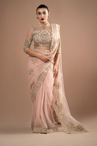 Blushing Radiance Heavy Embroidered Net Designer Saree |RTW