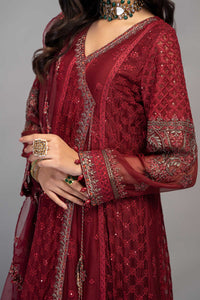 Rich Maroon Embroidered Chiffon Pishwas Suit |Ready to Wear