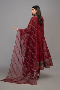 Rich Maroon Embroidered Chiffon Pishwas Suit |Ready to Wear