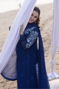 Royal Blue Embroidered Chiffon Suit | Ready to Wear