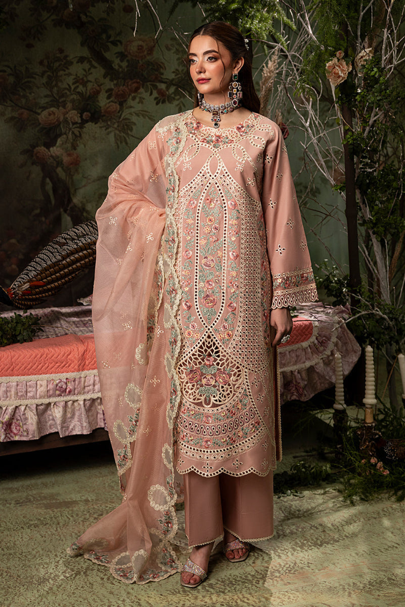 Blush Pink Embroidered Lawn Suit with Khaddi Net Dupatta | Ready to Wear