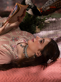 Blush Pink Embroidered Lawn Suit with Khaddi Net Dupatta | Ready to Wear