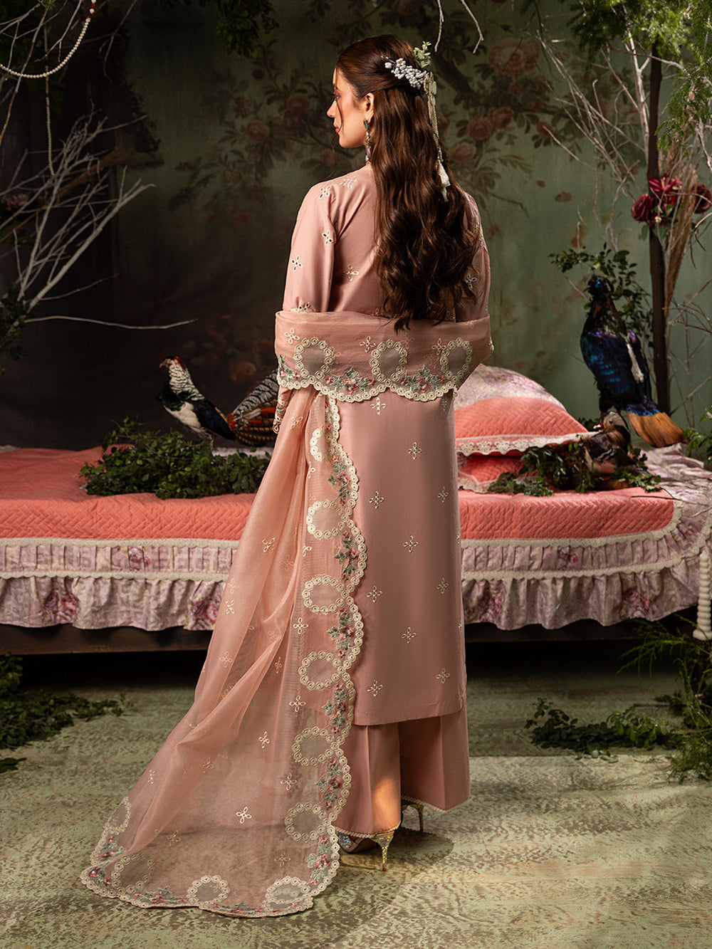 Blush Pink Embroidered Lawn Suit with Khaddi Net Dupatta | Ready to Wear