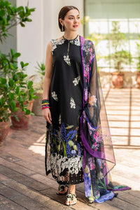Black Floral Printed Lawn Suit with Embroidered Chiffon Dupatta |Ready to Wear