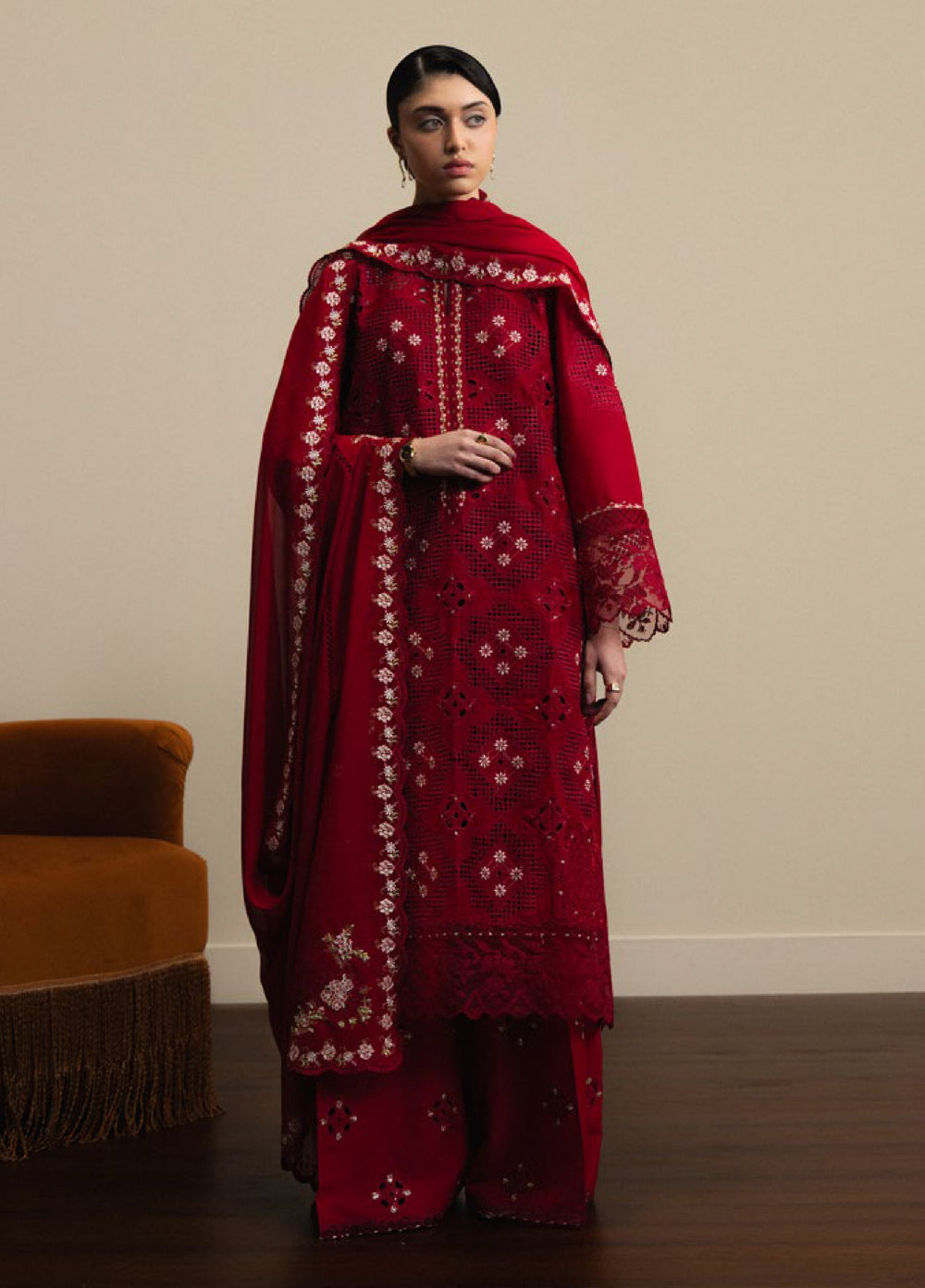 3 Piece Lawn with Semi Pure Chiffon Dupatta   | Ready To Wear