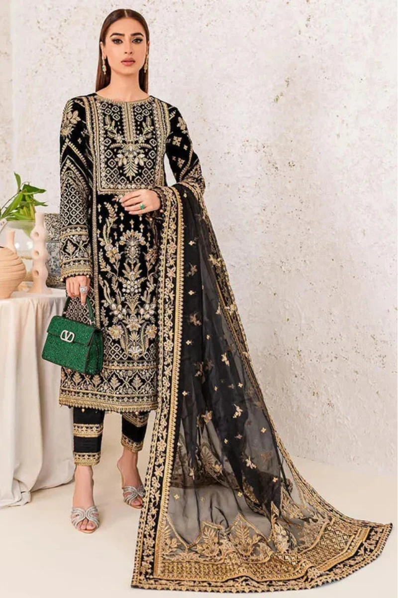Gulaal Embroidered Velvet 3-Piece Suit | Ready to Wear