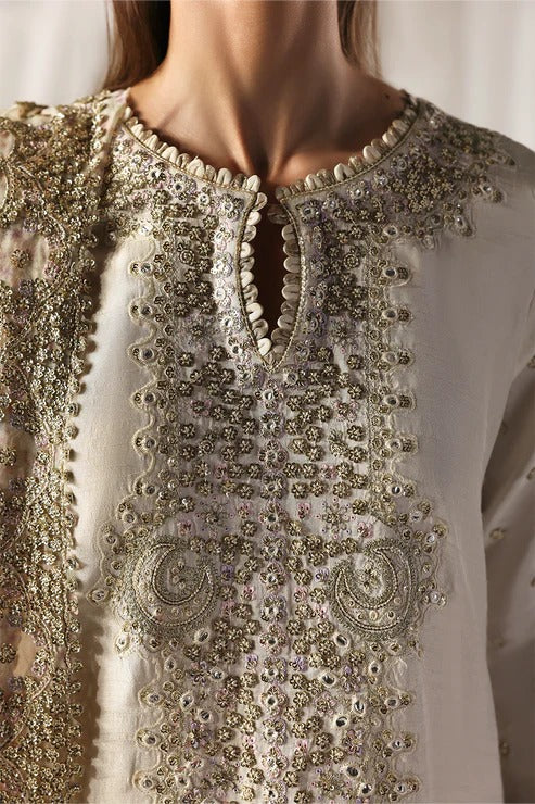 03-Piece Embroidered Lawn Suit With Printed Chiffon Dupatta | Ready To Wear