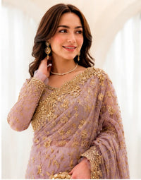 Elegant Embroidered Net Saree with Silk Trouser - Adda & Sequence Work | RTW