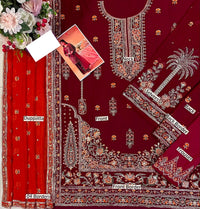 Maroon Heavy Embroidered Chiffon Luxury Suit | Ready to Wear