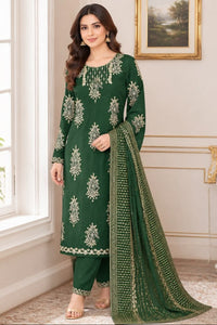 Green Embroidered Shamoz Silk Long Shirt Suit | Ready to Wear