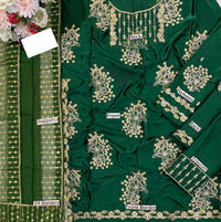 Green Embroidered Shamoz Silk Long Shirt Suit | Ready to Wear