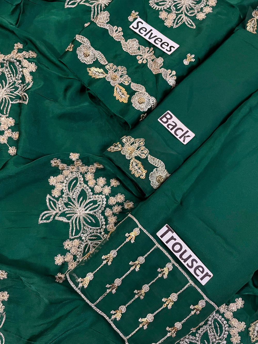Green Embroidered Shamoz Silk Long Shirt Suit | Ready to Wear
