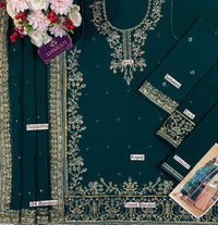 Heavy Embroidered Chiffon Festive Suit with Pearl Work | RTW