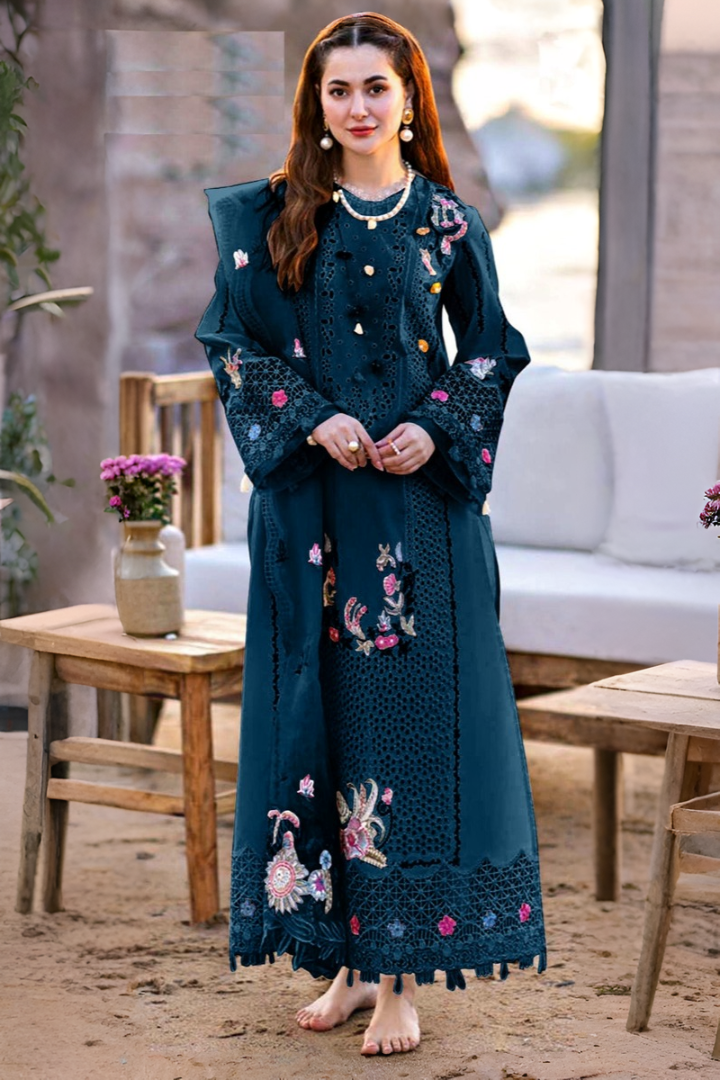 03-Piece Lawn Suit With Chikankari Embroidery | Ready To Wear