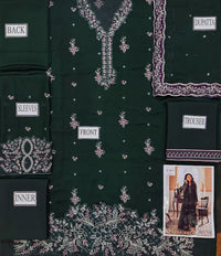 Dark Green Embroidered Chiffon Suit |Ready to Wear