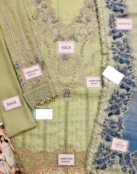 Mint Green Embroidered Chiffon Suit with Digital Printed Dupatta |RTW