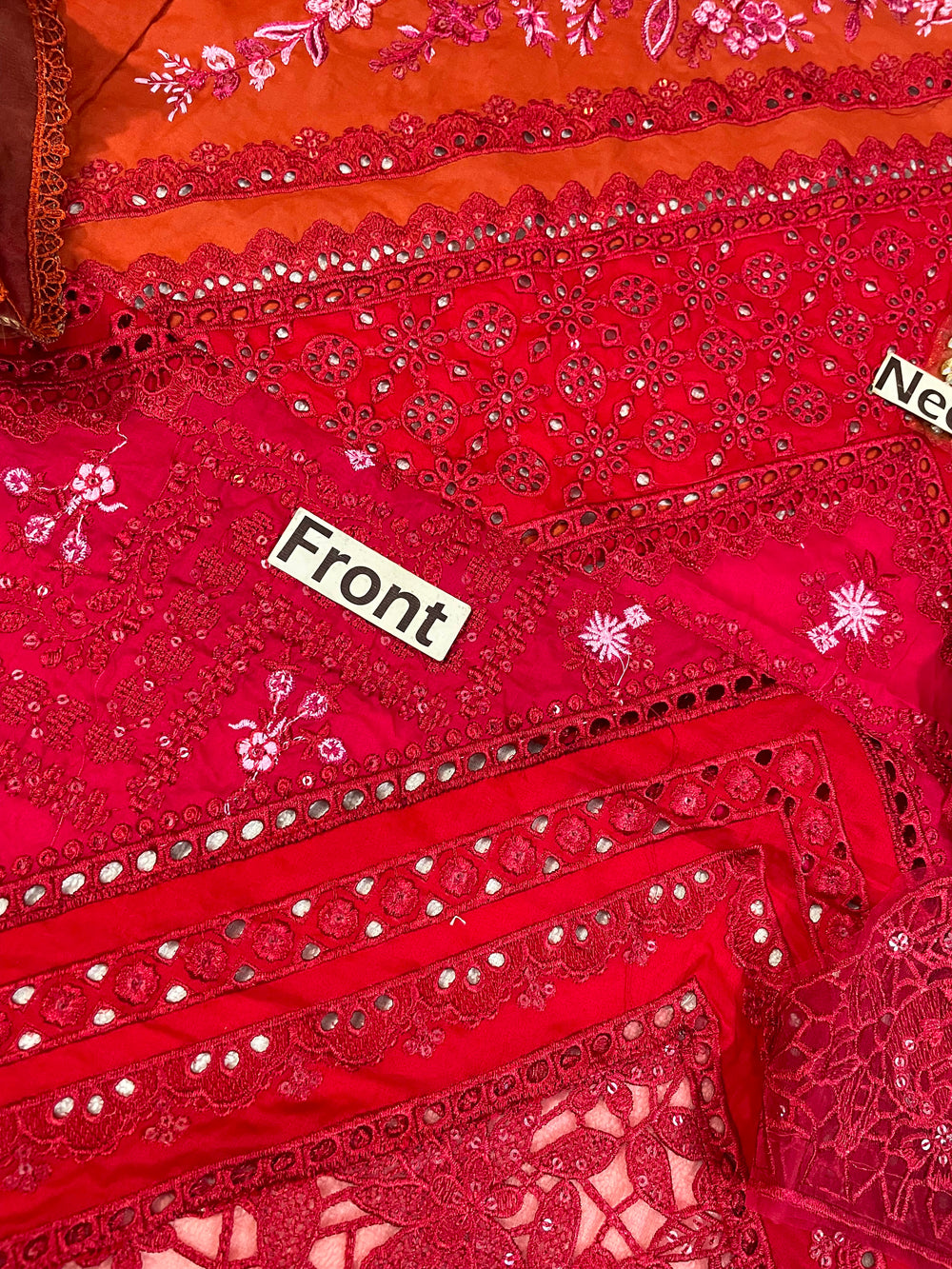 Rust Red Embroidered Chikankari Lawn Suit |Ready to Wear
