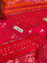Rust Red Embroidered Chikankari Lawn Suit |Ready to Wear