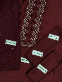 Maroon Silk Suit with Net Dupatta | RTW
