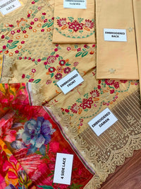 Luxury Embroidered Cotton Suit with Digital Printed Chiffon Dupatta |RTW