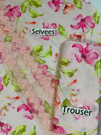 Ivory Floral Printed and Embroidered Lawn Suit | RTW