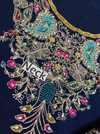 Royal Blue Heavy Embroidered Chiffon Suit with Adda Work |Ready to Wear
